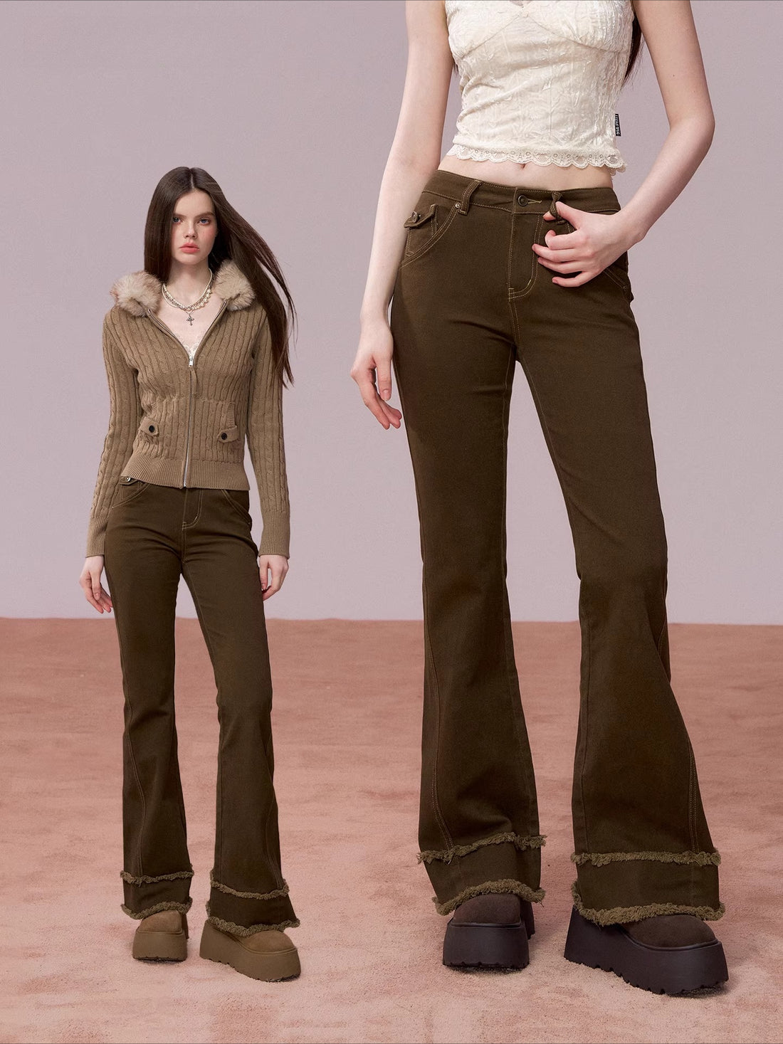 Washed Vintage-Style Loose Denim Pants