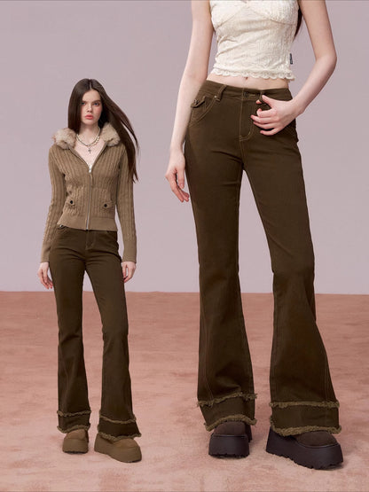 Washed Vintage-Style Loose Denim Pants