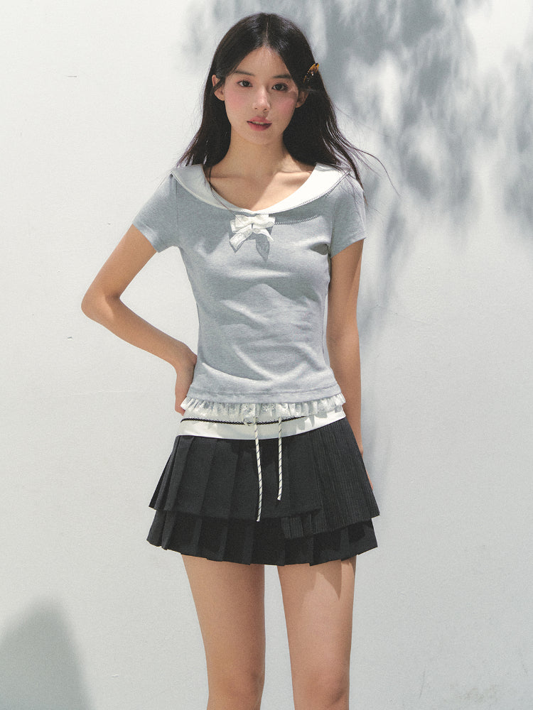 Lace Bow Retro T-shirt - CHINASQUAD