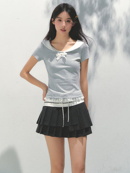 Lace Bow Retro T-shirt - CHINASQUAD