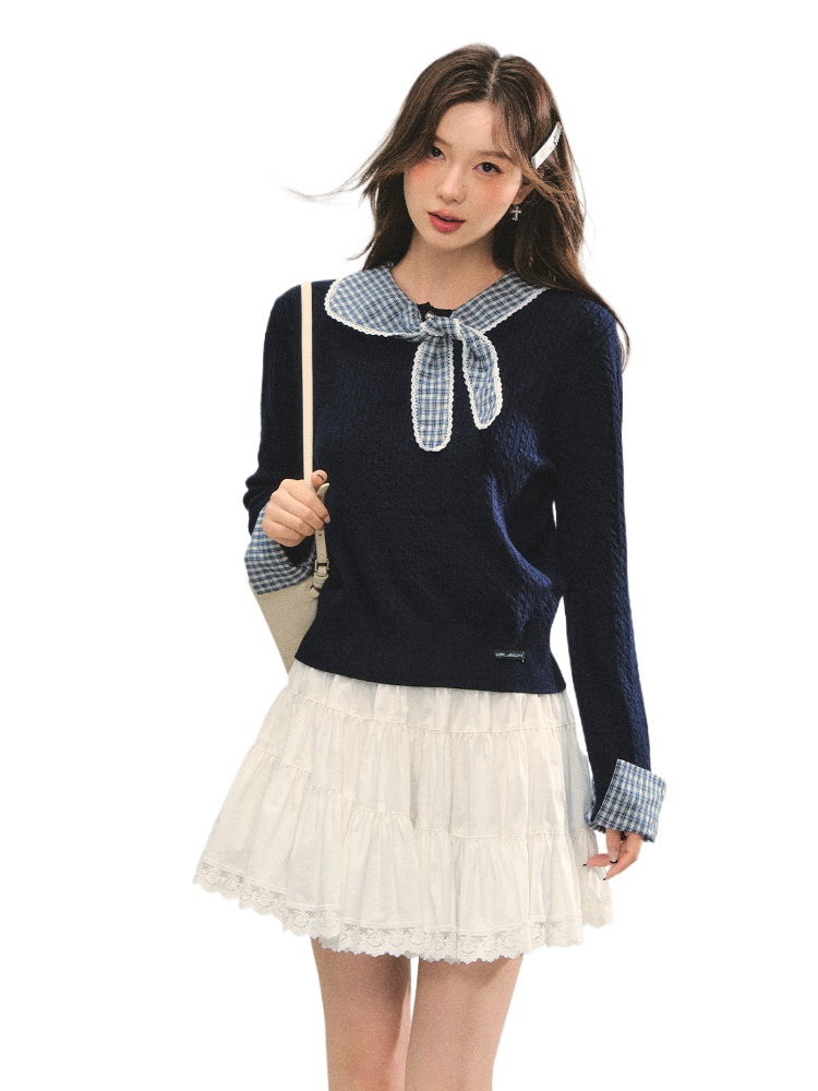 Cable Knit Checkered Sweater - CHINASQUAD