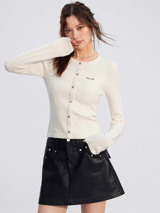 Dual-Layer Cable-Knit Long-Sleeve Turtleneck