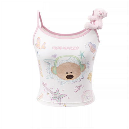 Graffiti Bear Fitted Cropped Camisole