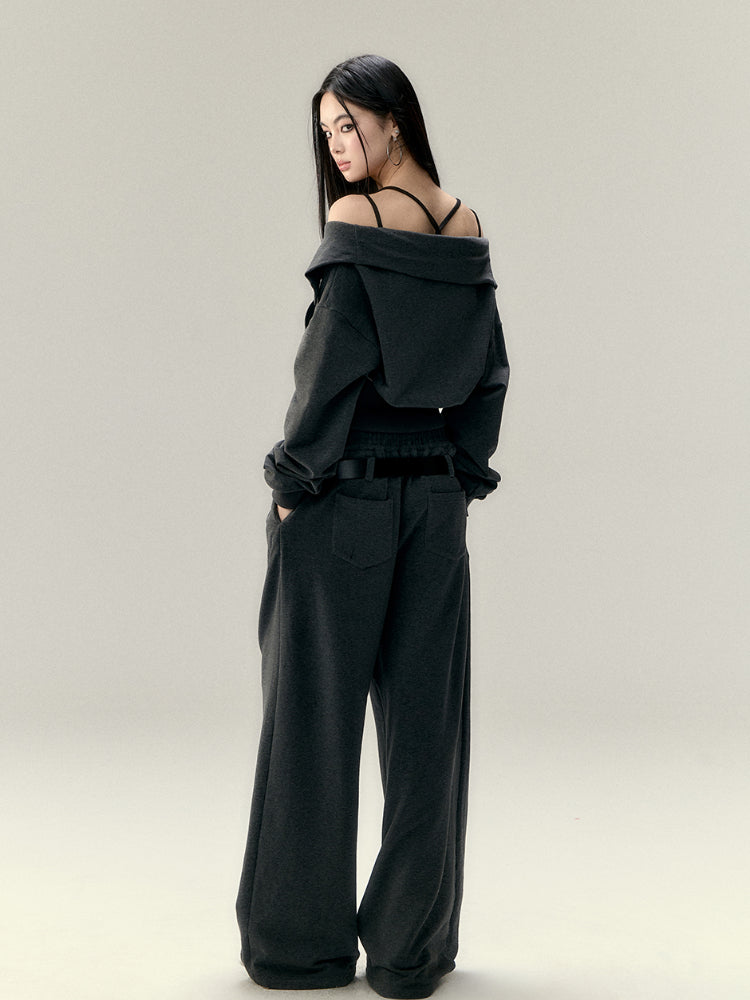 Soft Cotton Pleated Wide-Leg Pants