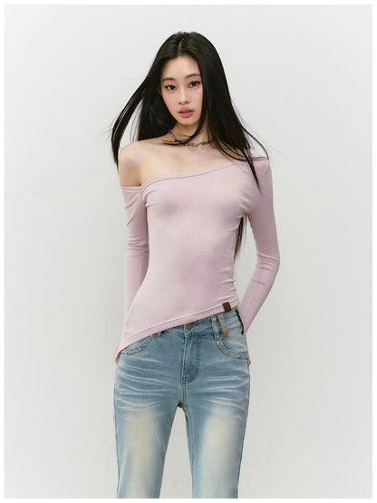 Shimmer Asymmetric Shoulder Irregular T-shirt - CHINASQUAD