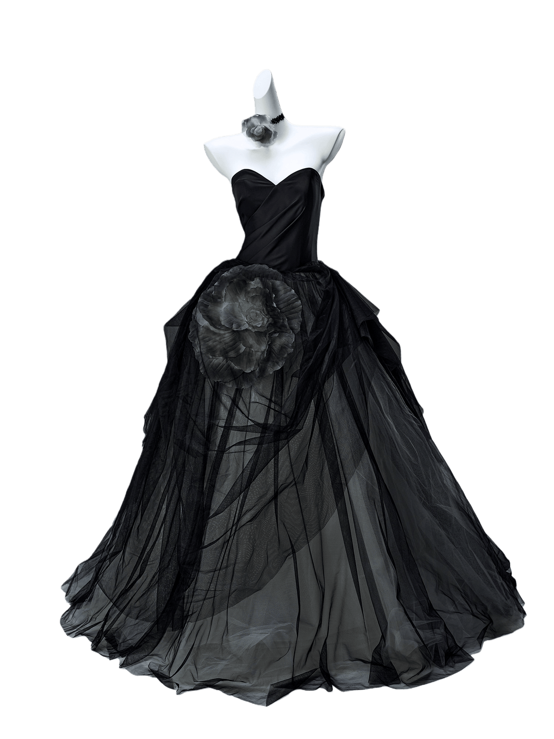 Elegant Deep Grey Couture Gown