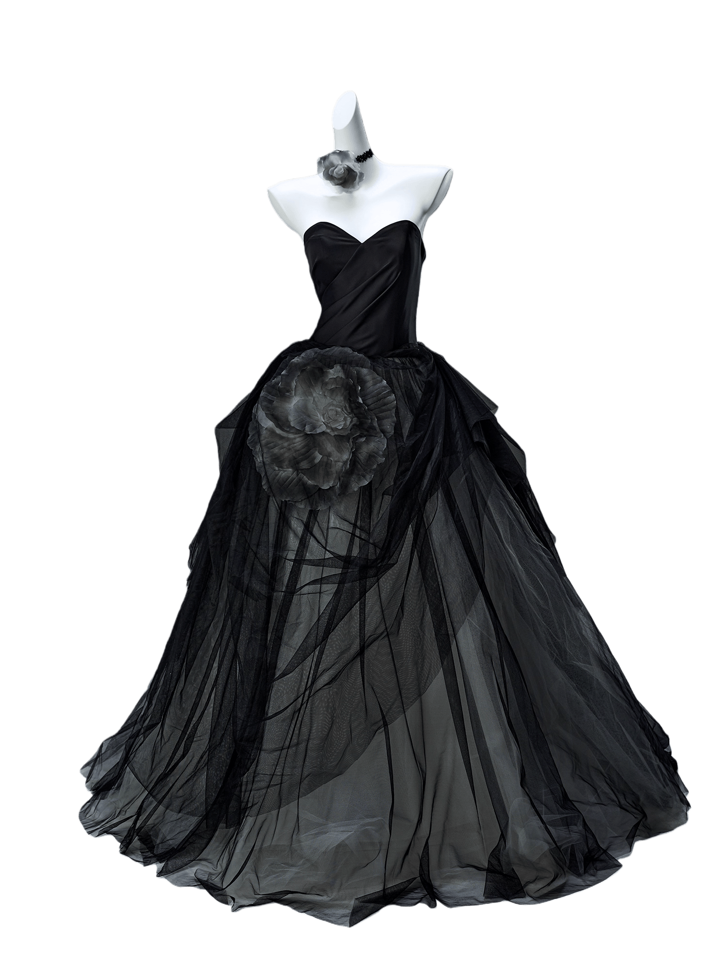 Elegant Deep Grey Couture Gown