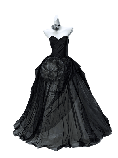 Elegant Deep Grey Couture Gown
