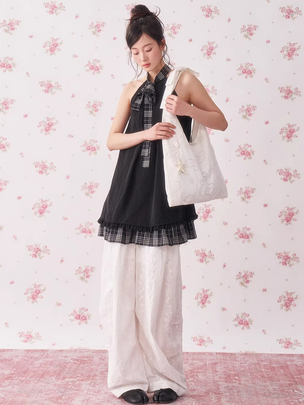 Vintage Plaid Halter Ruffle Dress