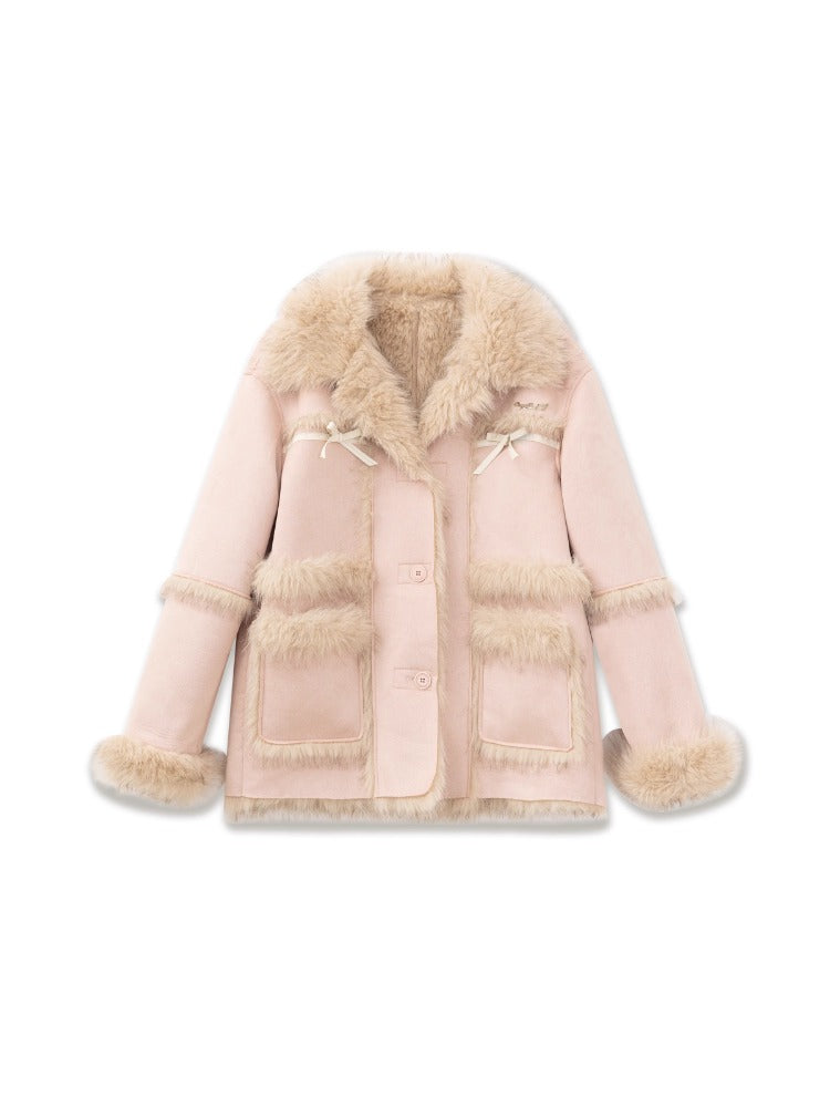 Pink Cedar Faux Fur Coat