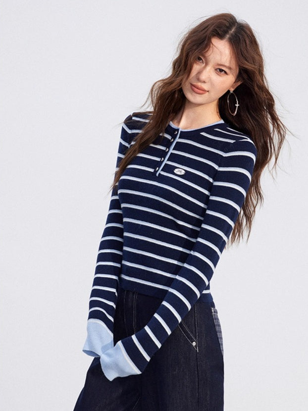 Contrast Striped Wool-Blend Knit Turtleneck