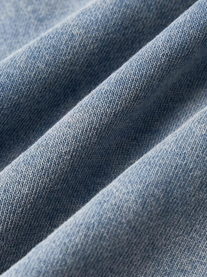 Classic Moto Collar Washed Cotton Knit Jacket