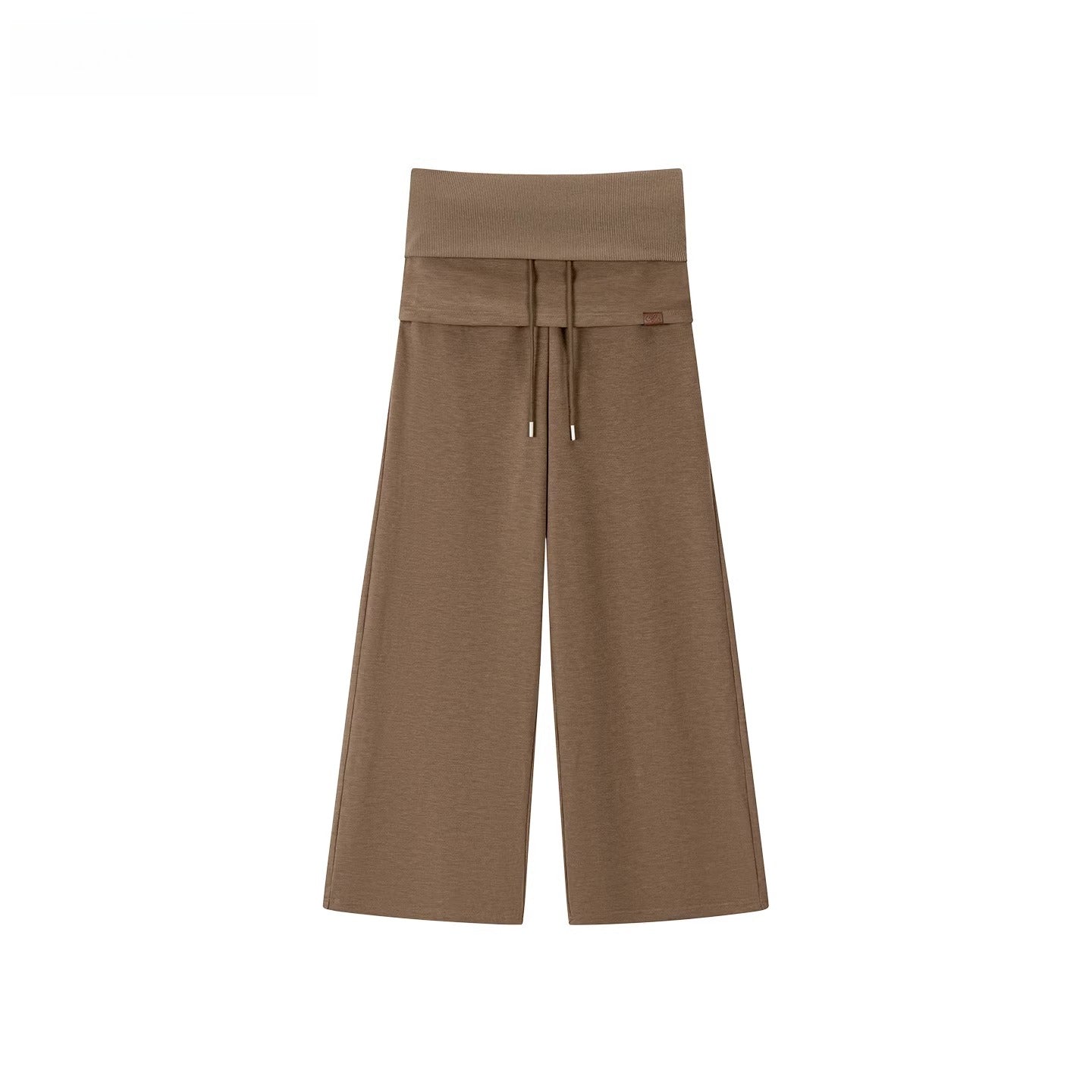 Folded Waist Skirt-Hem Wide-Leg Sweatpants