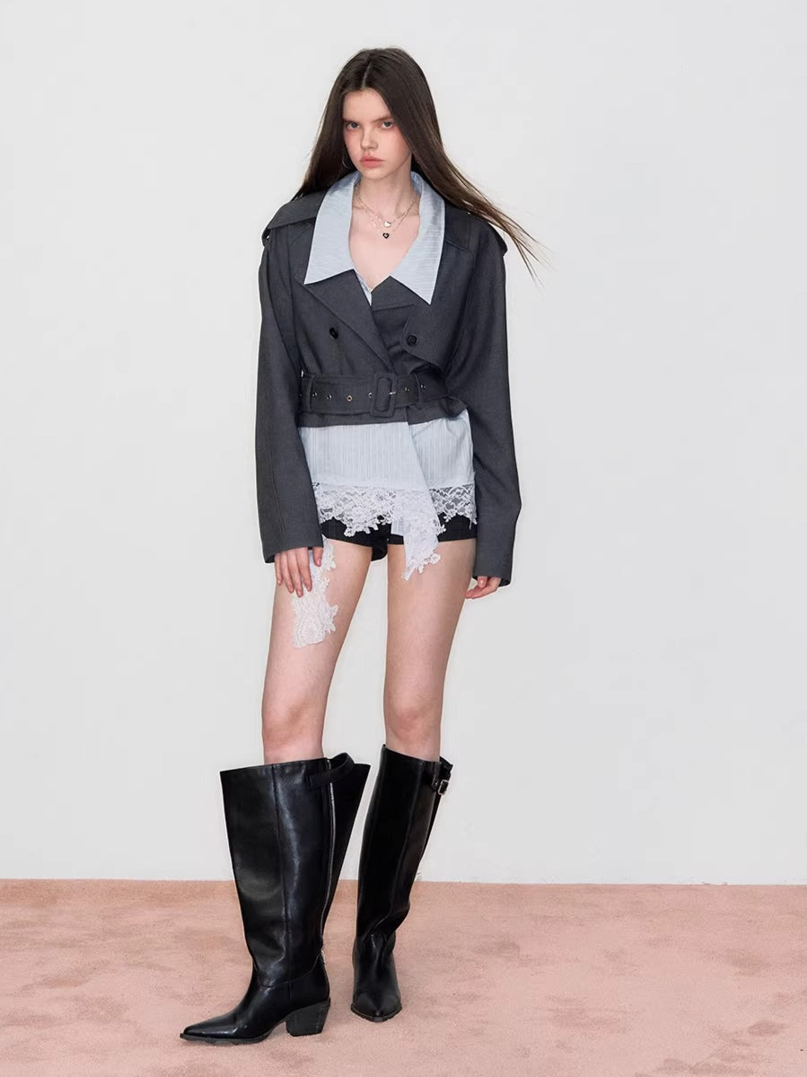 Detachable Faux Layered Blazer Jacket