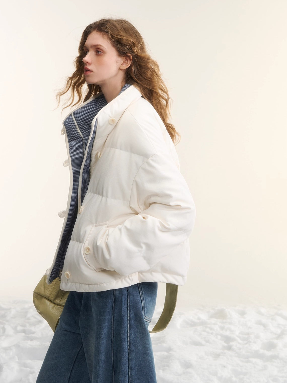 Reversible Checkered Short Down Jacket