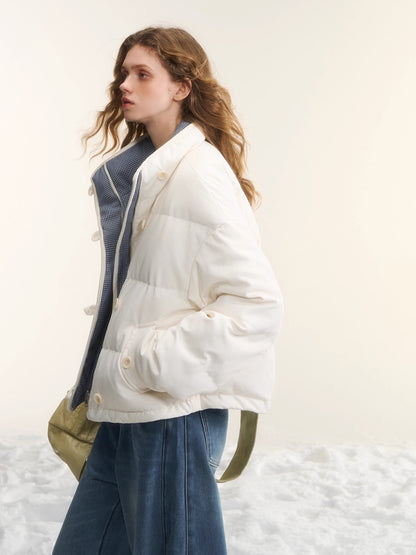 Reversible Checkered Short Down Jacket