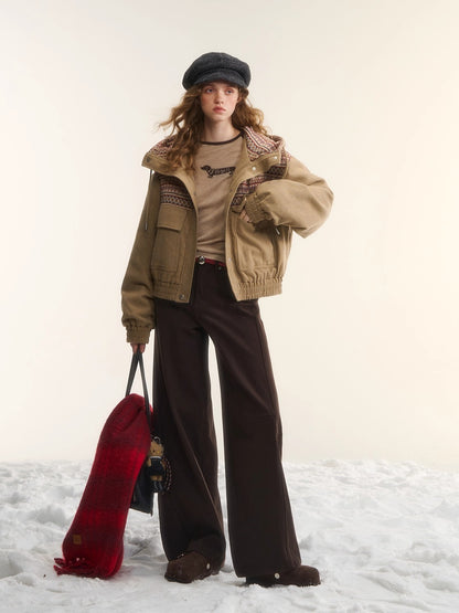 Wool-Blend Hooded Down Jacket