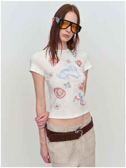 3D Animal Print Embroidered T-Shirt