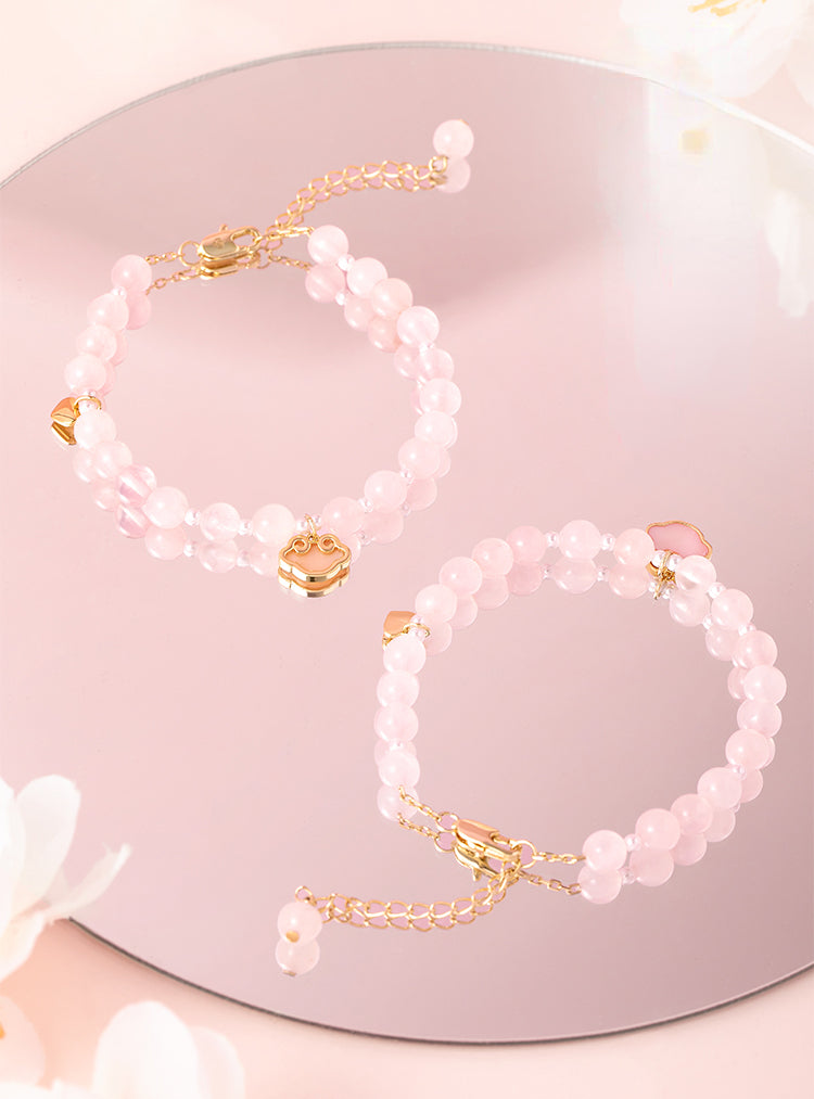 Peach Blossom Pink Crystal Bracelet - CHINASQUAD