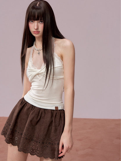 Lace-Panel Halter Layering Camisole