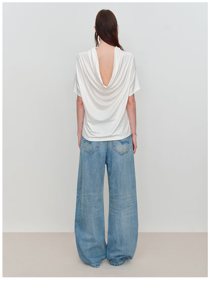 Slant One-Shoulder Swing Neck T-Shirt