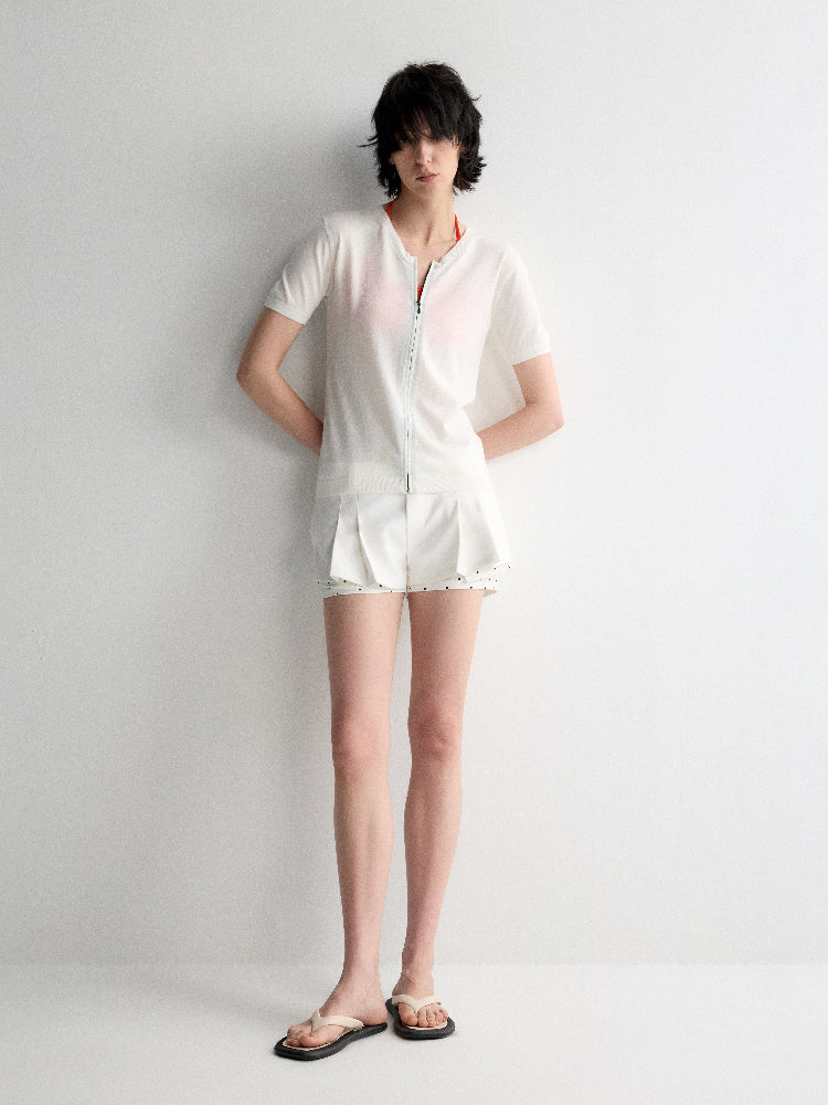Invisible Zipper V-neck Cardigan T-shirt