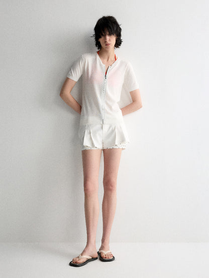 Invisible Zipper V-neck Cardigan T-shirt