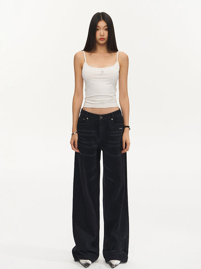 Vintage Low-Waist Loose Straight-Leg Pants