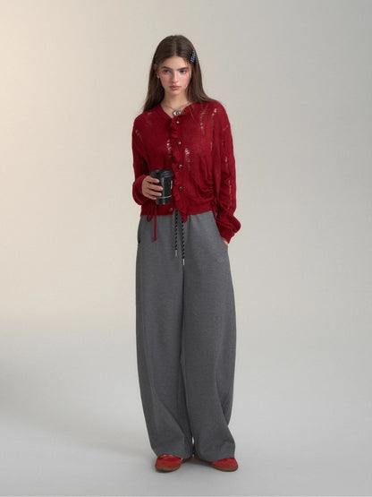 Contrast Drawstring Banana Pants