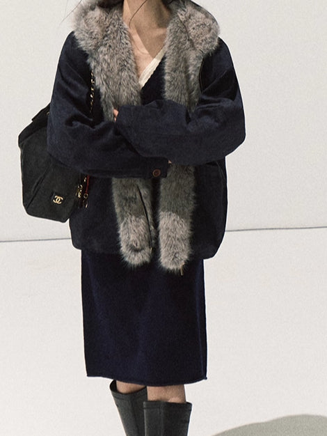 Faux Fur Collar Hooded Puffer Jacket