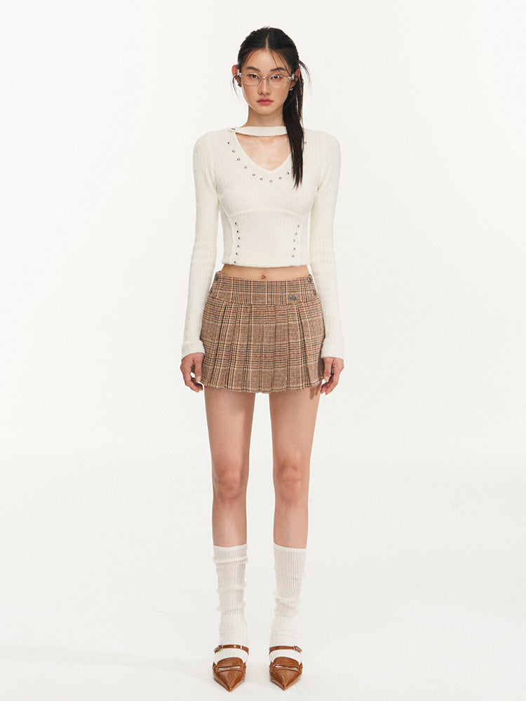 Plaid High-Waist A-Line Skirt