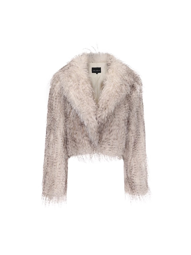 Wild Pattern Eco Fur Jacket