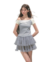 Off-shoulder Fake Three-piece Asymmetric Shoulder T - shirt - CHINASQUAD