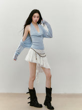 Irregular Hem Ribbon Lace Midi Skirt - CHINASQUAD