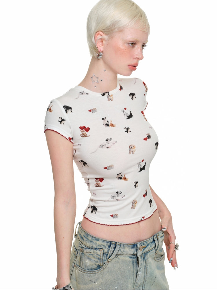 Cat Paw Round Neck T-shirt