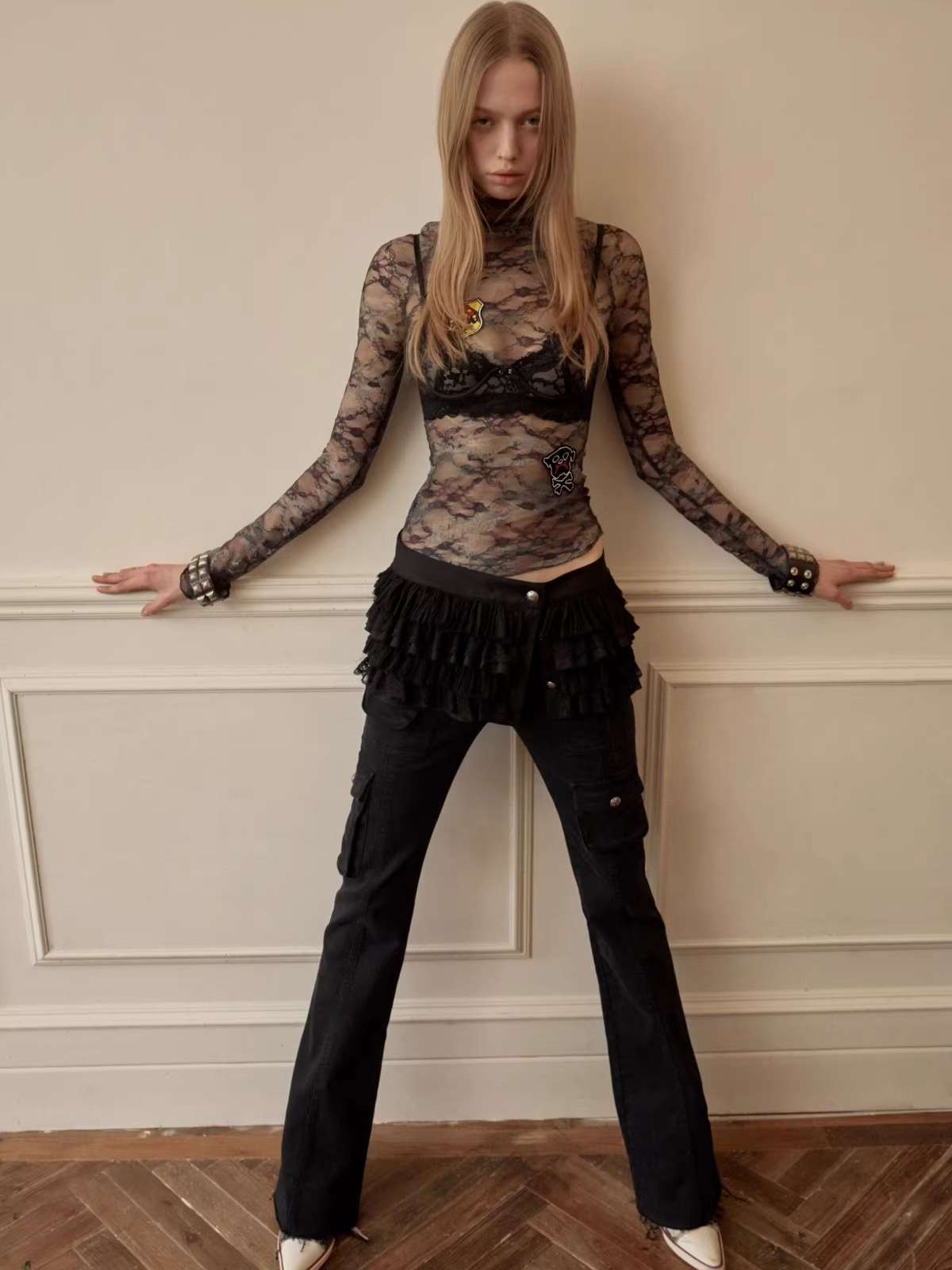 Vintage Camouflage Lace Fitted Top