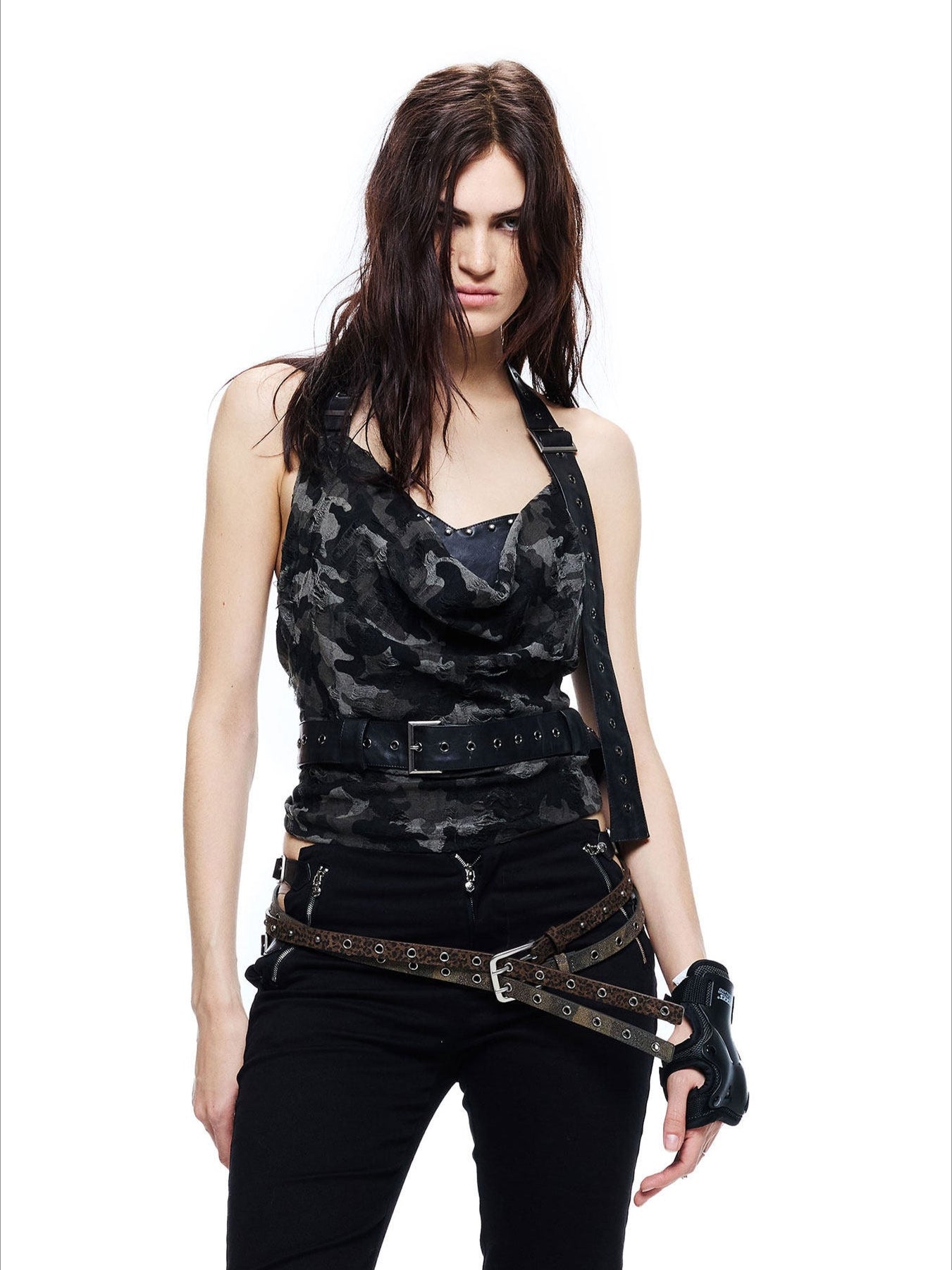 Punk Grunge Studded Belt-Detail Camisole