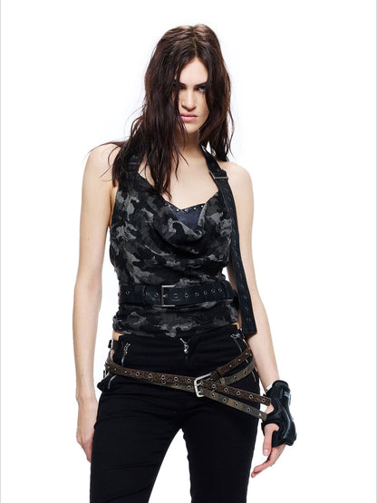 Punk Grunge Studded Belt-Detail Camisole