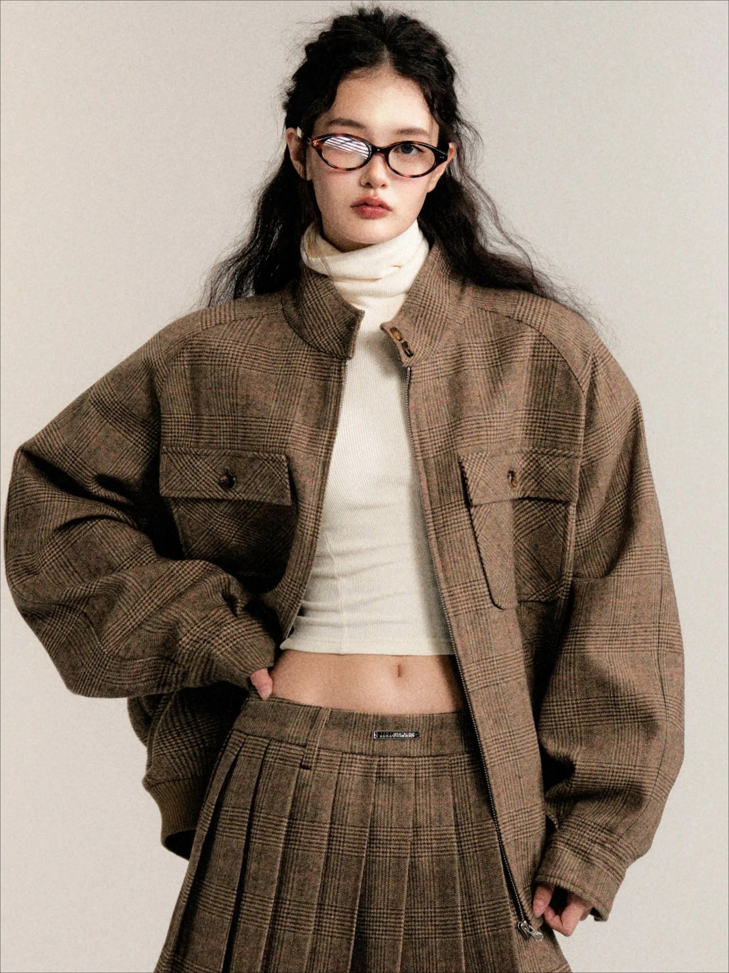 Vintage Collegiate Wool Jacket &amp; Mini Skirt Set