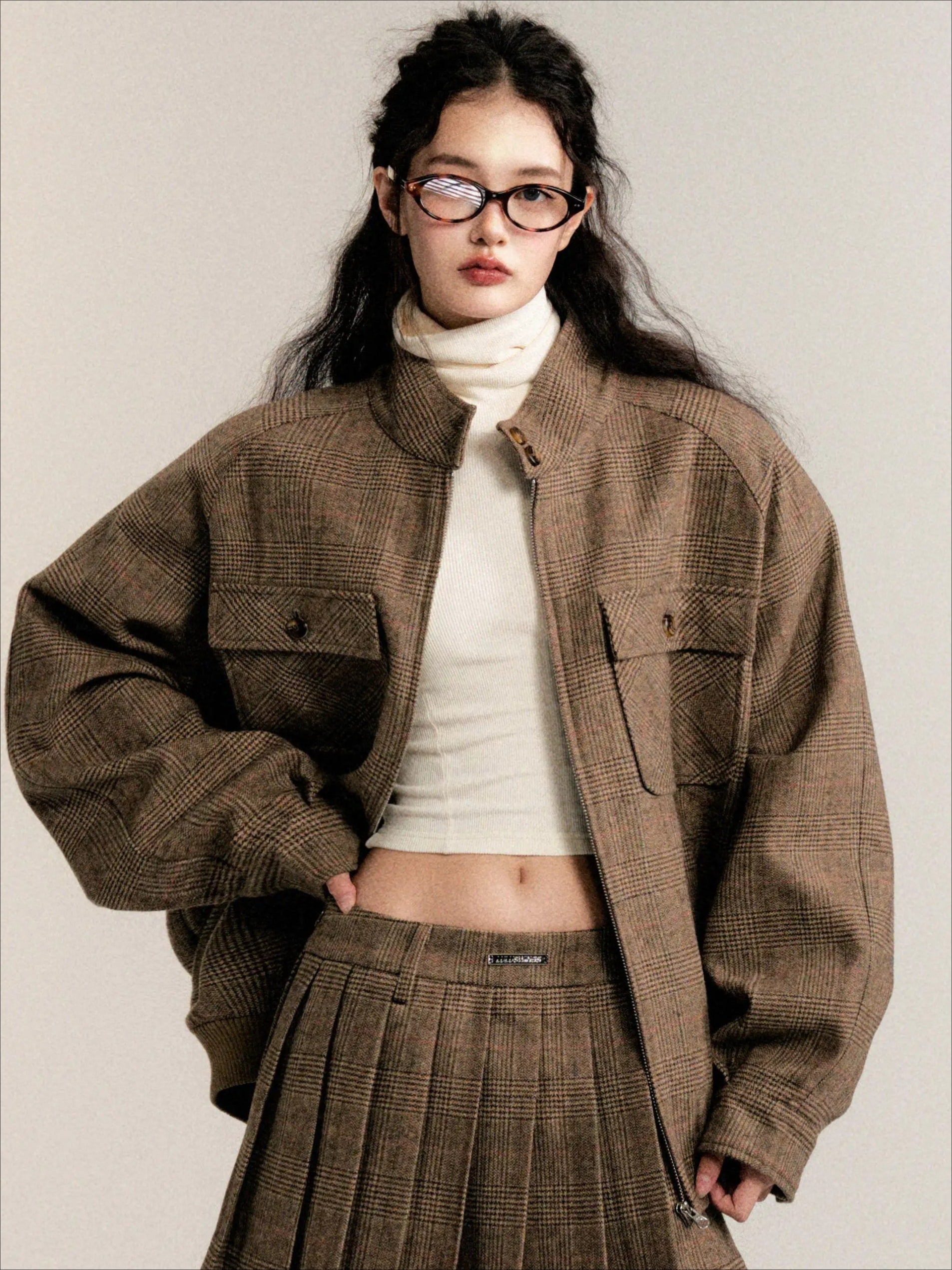 Vintage Collegiate Wool Jacket &amp; Mini Skirt Set