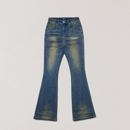Desert Storm Hand-Painted Flared Jeans