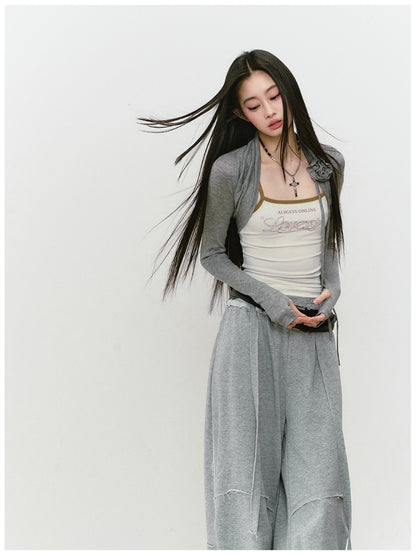 Color-blocked Raw-edge Wide-leg Pants - CHINASQUAD