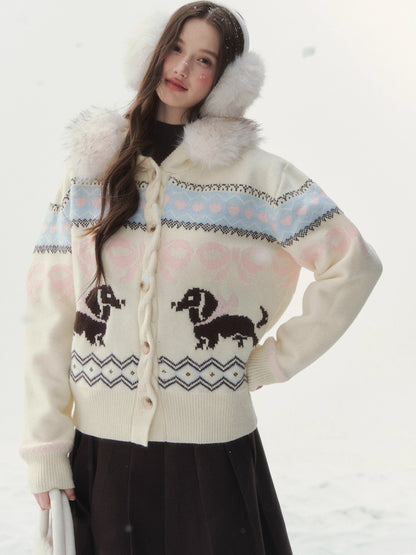 Vintage Dachshund Thermal Knit Sweater