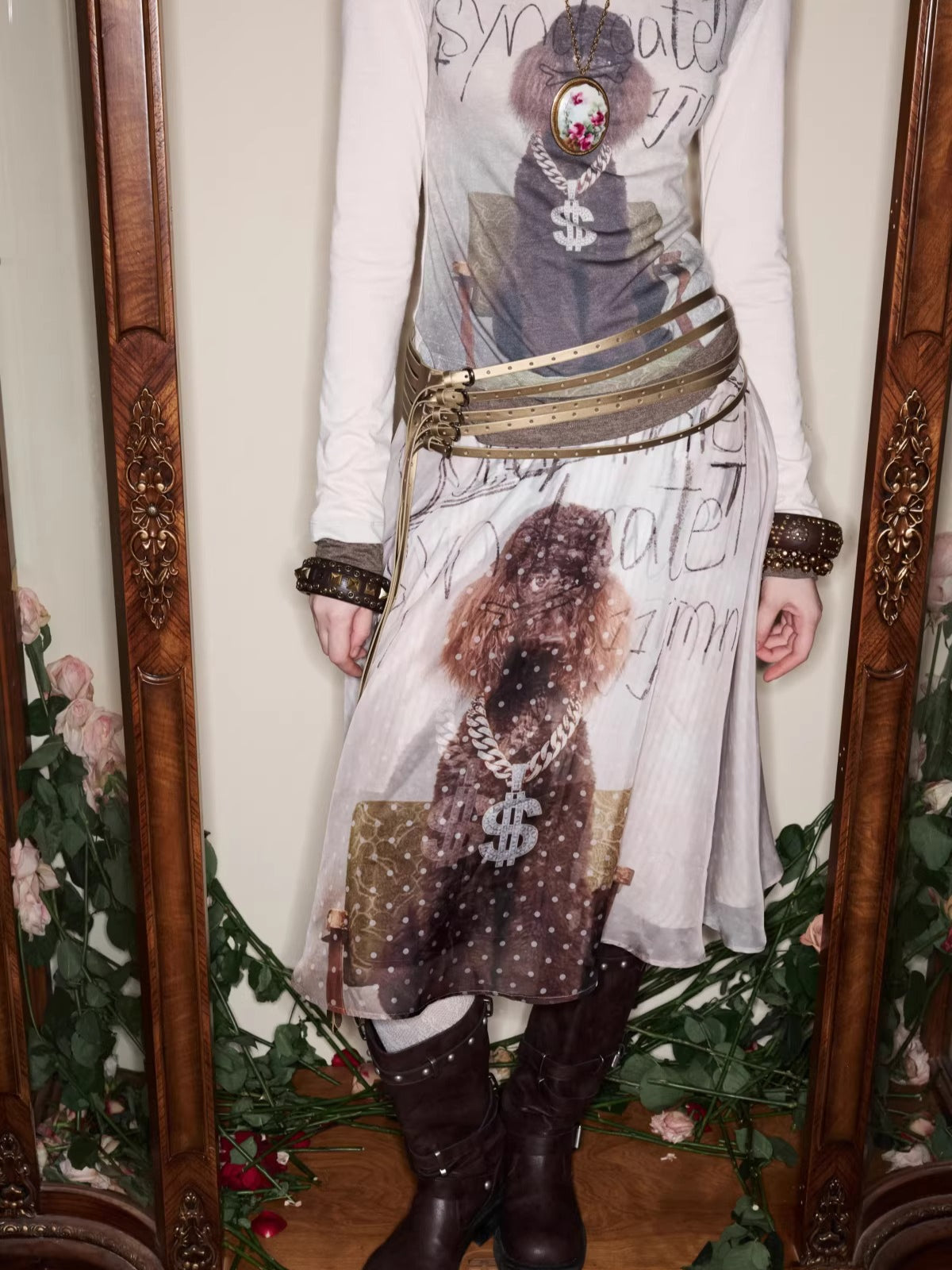 Layered Sheer Chiffon A-Line Midi Skirt