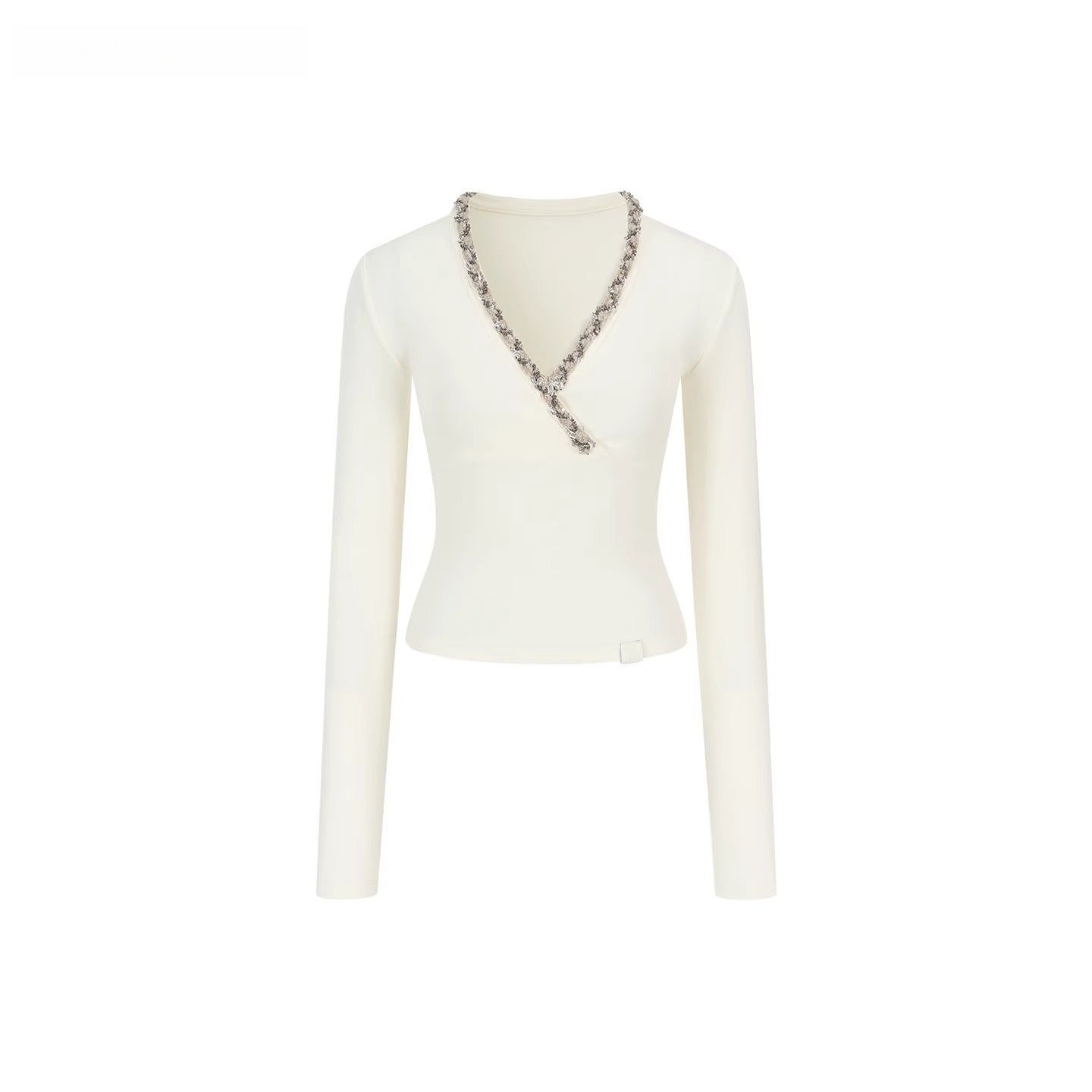 V-Neck Panelled Knit Long-Sleeve T-Shirt