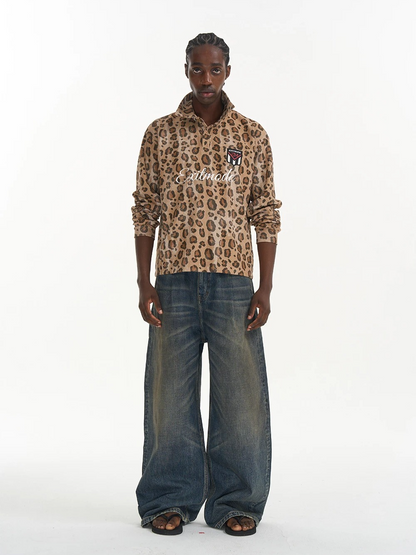 Leopard Print Sport Polo Shirt