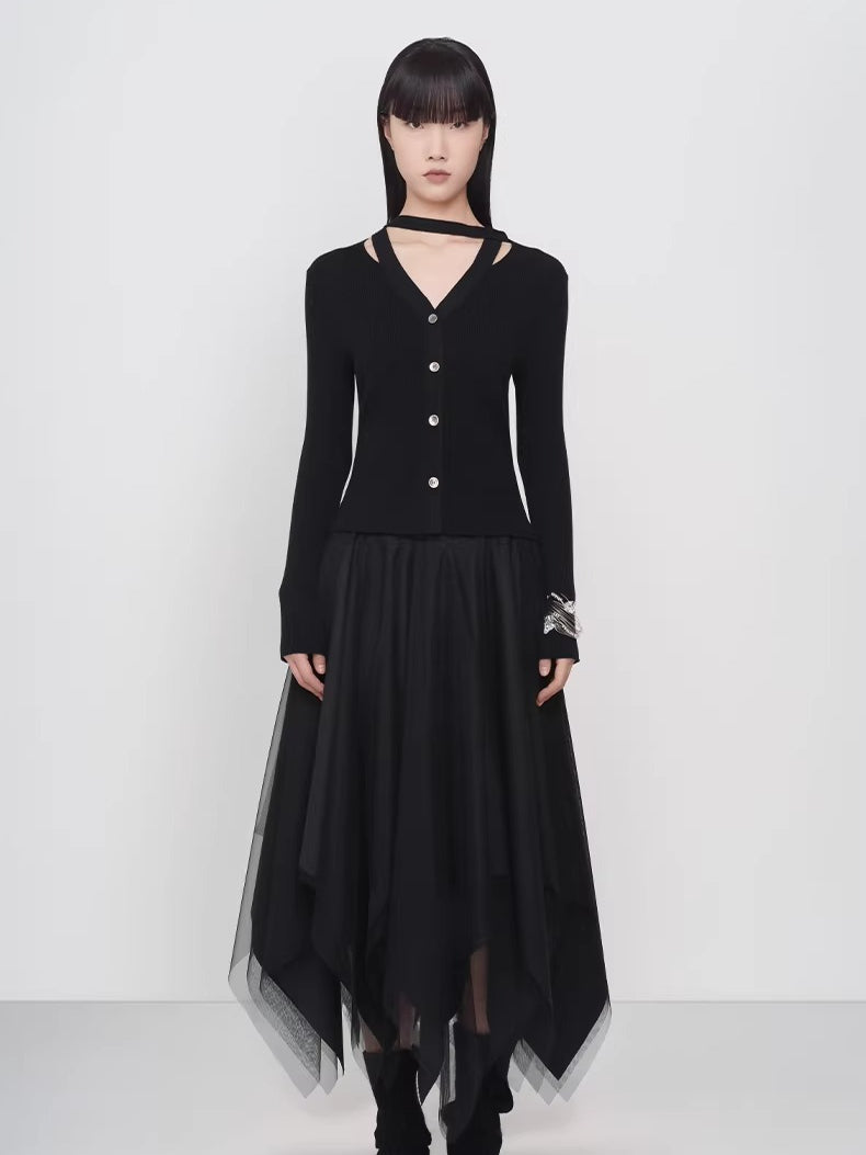 Vintage Wool Halter-Tie Cardigan Knit Top