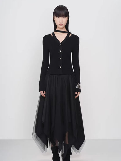 Vintage Wool Halter-Tie Cardigan Knit Top