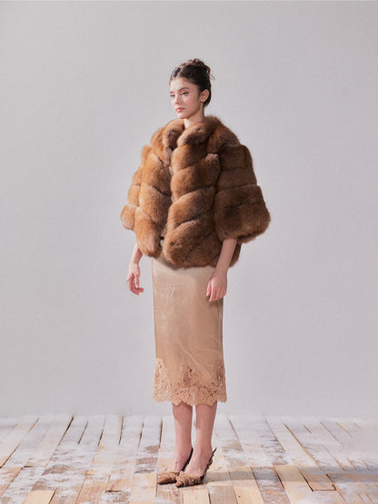 Gilded Amber Saga Fox Fur Short Coat