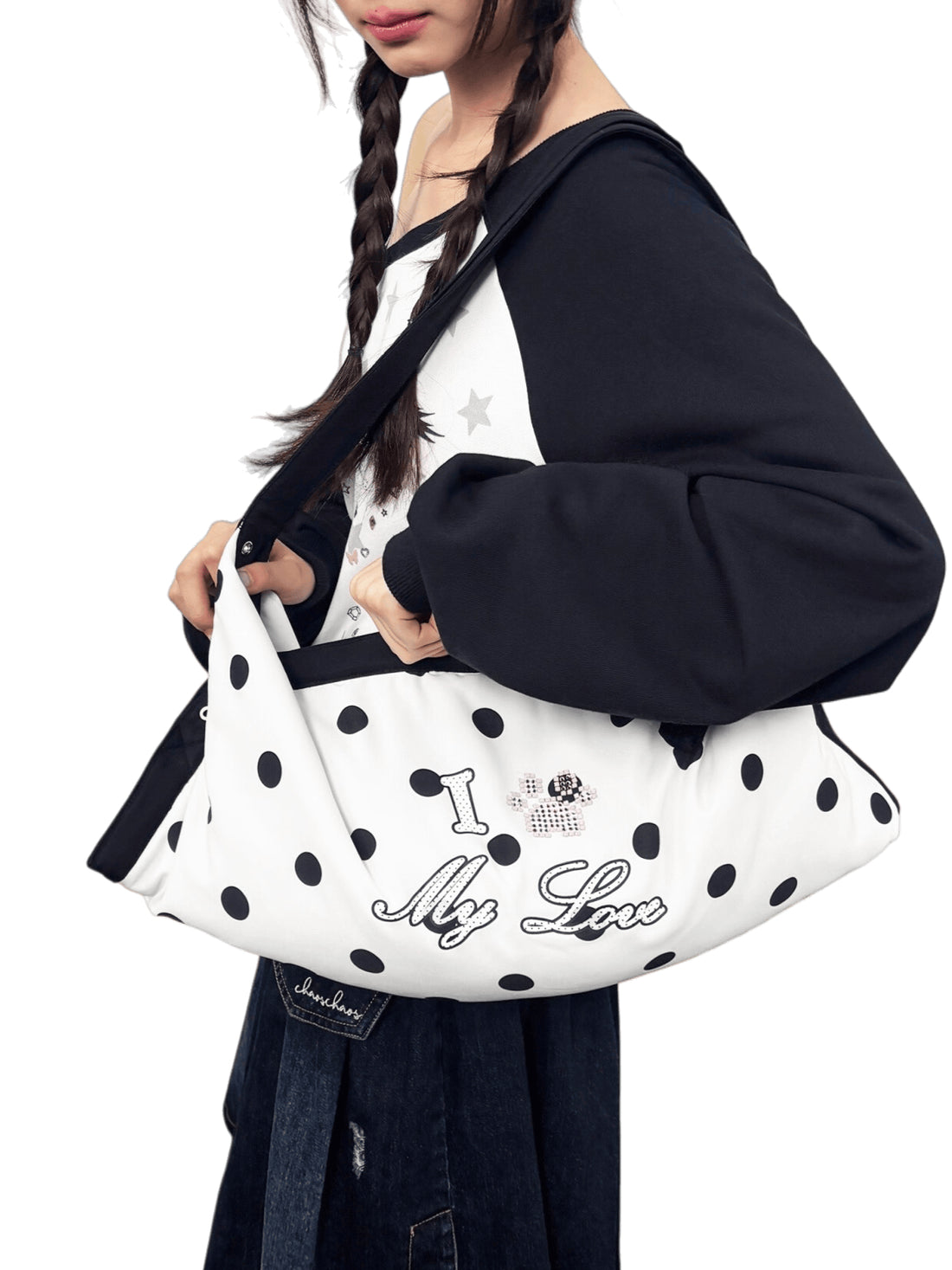 Crystal-Embellished Plaid Pillow Bag